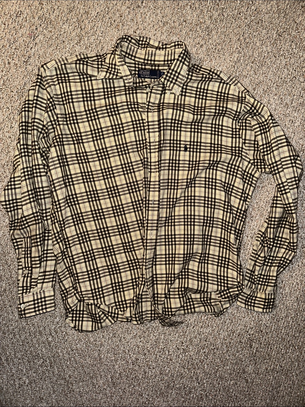Polo by Ralph Lauren Black and Beige Plaid Button-Down Shirt